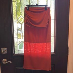 2 piece skirt and top orange color